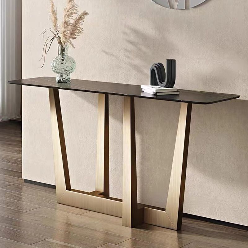 Stone Rectangular Console Table 1-shelf 31.5" Tall Accent Table