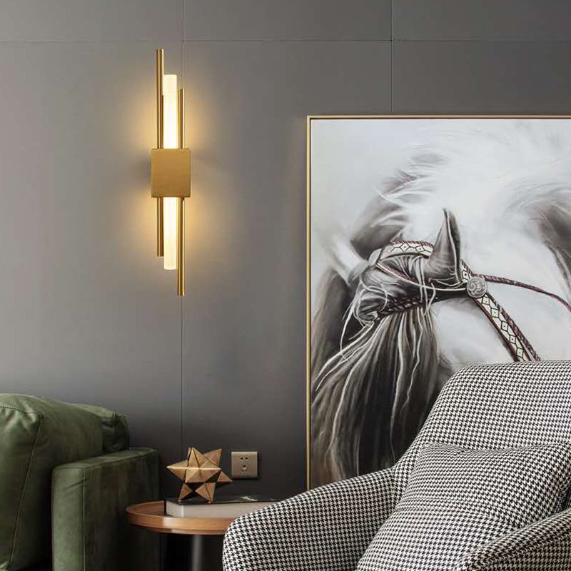 19.5" H Post-modern Style Wall Mount Lamp Minimalism Metal Lines Design Sconce Lights for Hallway Aisle