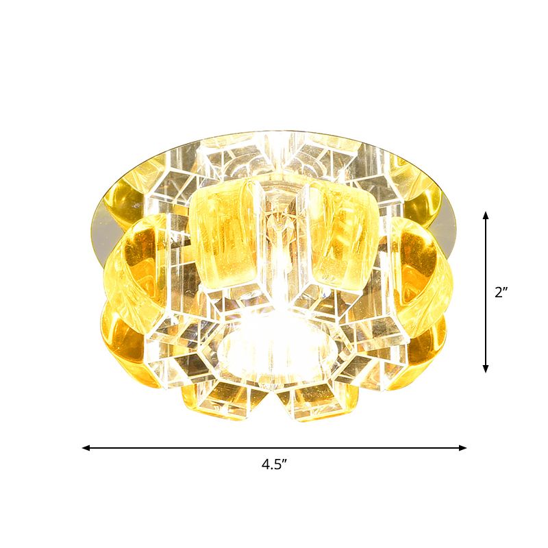 Clear Floral Flush Ceiling Light Contemporary Crystal LED Flush Mount Lighting for Entryway