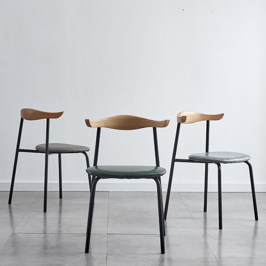 Chaises sans bras de salle à manger contemporaines en métal, chaise latérale de salle à manger à dossier ouvert pour restaurant
