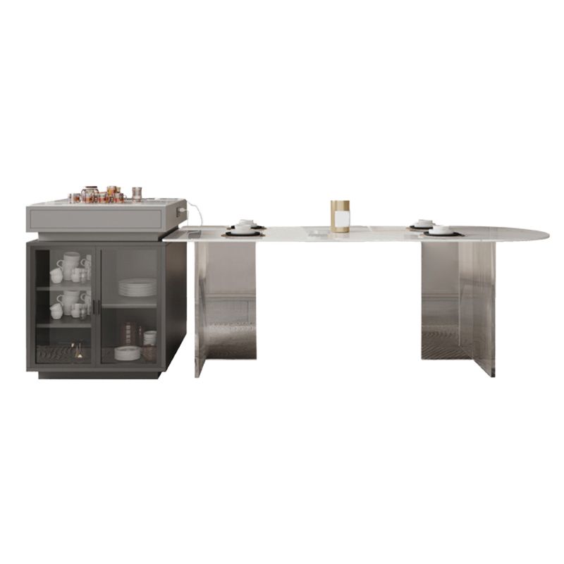 Sintered Stone Dining Table Acrylic Base Dinner Table for Dining Room