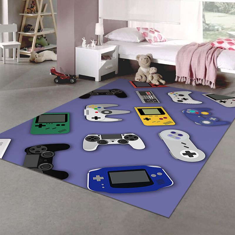 Trendy Gamepad Pattern Carpet Polyester Area Rug Stain Resistant Rug for Living Room