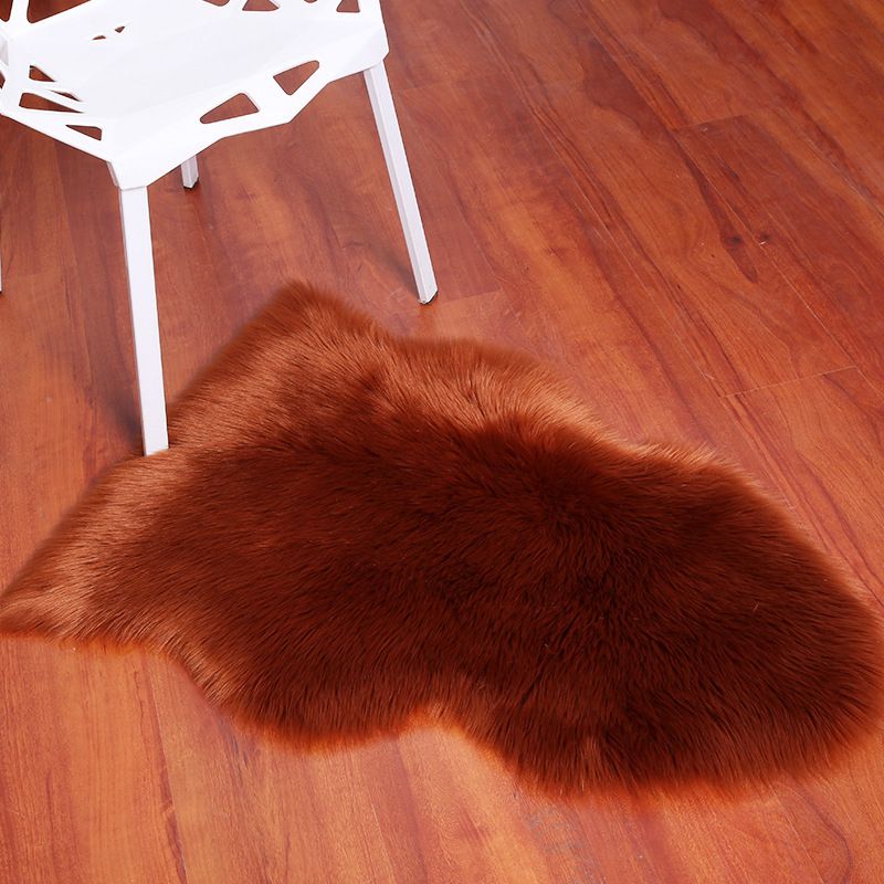 Irregular Plain Area Rug Multi Color Casual Carpet Faux Wool Washable Anti-Slip Stain Resistant Rug for Living Room