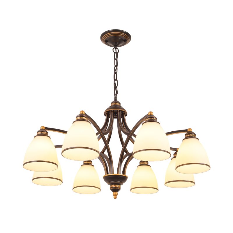 Luz de lámpara de lámpara de campana clásica Luz de colgante de vidrio Opal para sala de estar