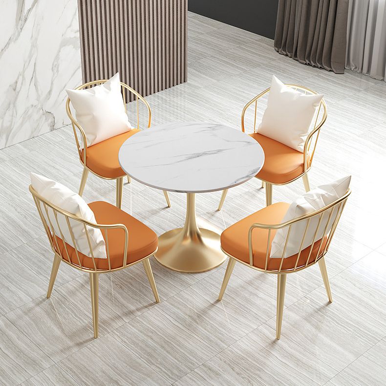 Glam Sintered Stone Dining Room Set with Gold Leg Dining Furniture for Home Use