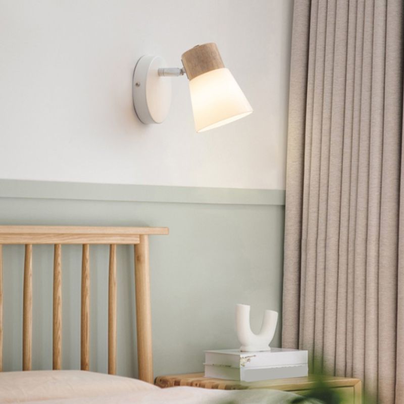 Wood Cone Shape Wall Light Modern Style Multi Lights Wall Light Sconce in White