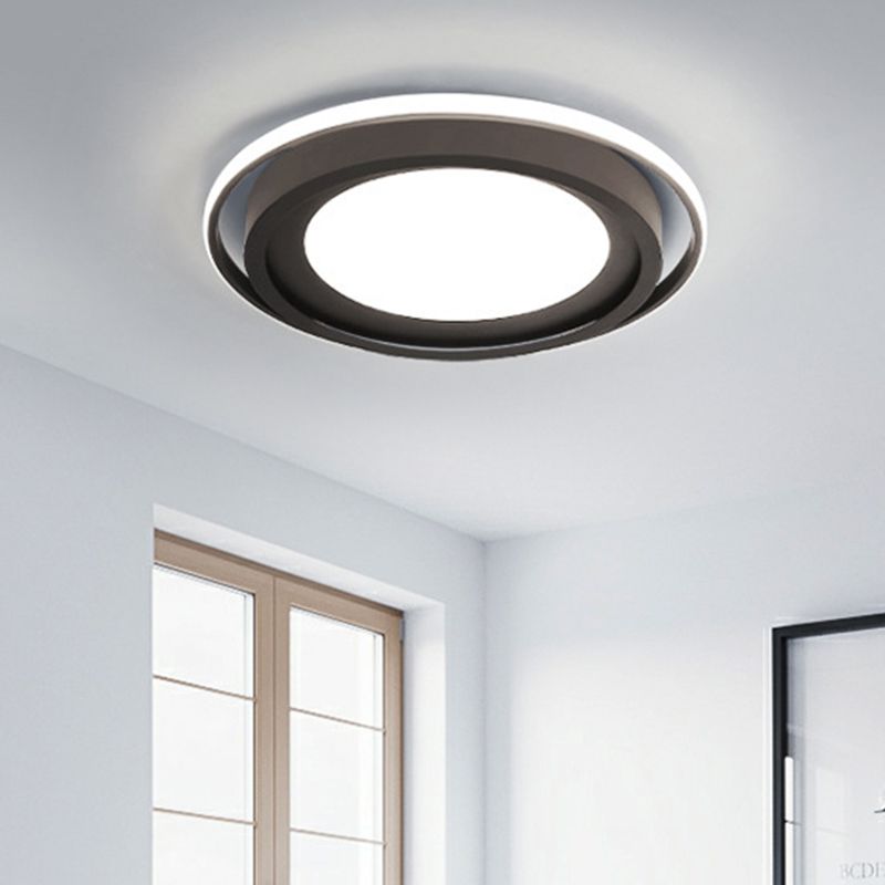 Acrylic Round Flush Lighting Modern LED Flush Mount in White/Black for Bedroom, White/Warm Light