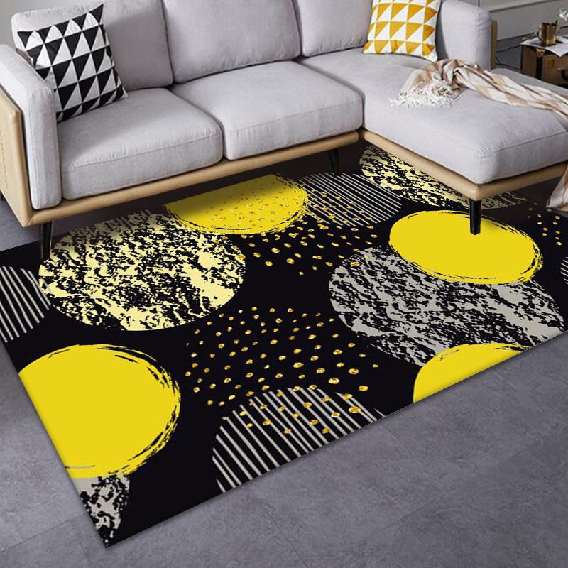 Tapis de tapis moderne en or tapis lavable en polyester pour le salon