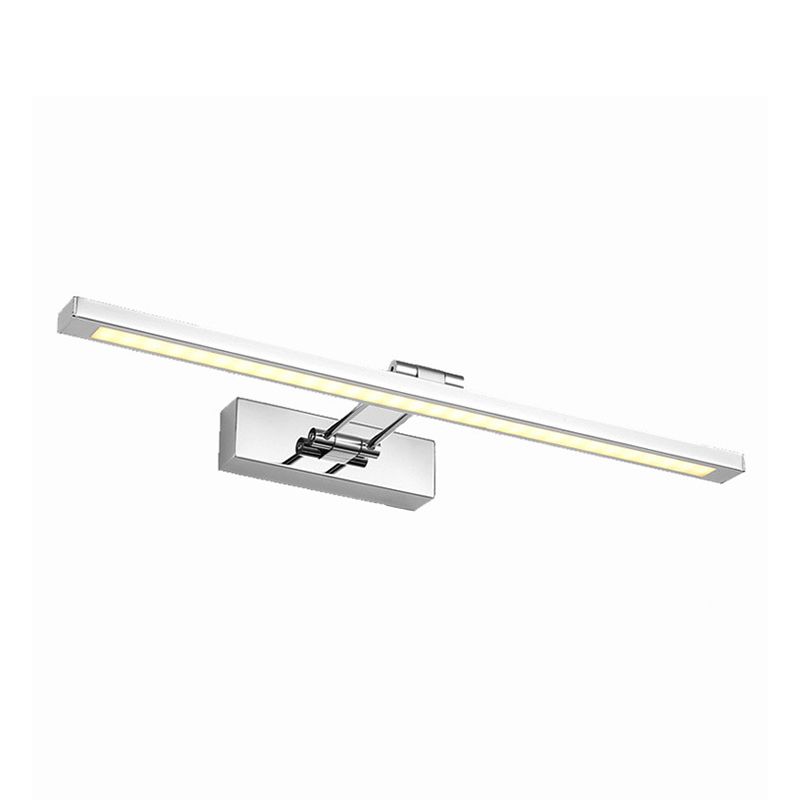 Single Light Linear Wall Sconce Modern Style Metal Mirror Wall Lighting in Silver