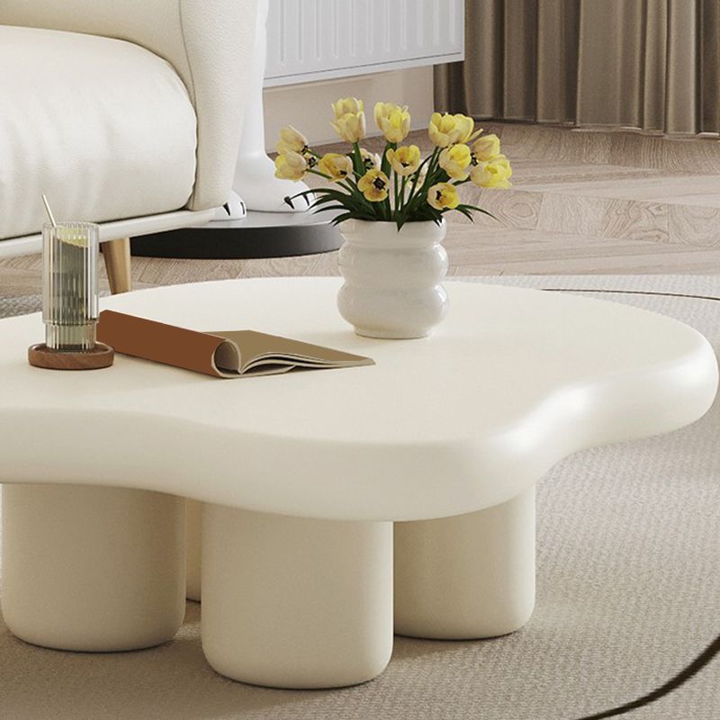 Scandinavian Free Form Solid Wood Coffee Table 11.8"H 4 Legs Cocktail Table