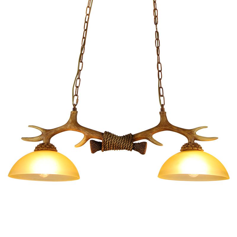 Wood 2 Lights Chandelier Light Fixtures Deer Antler Cottage Chandelier Lighting for Bar