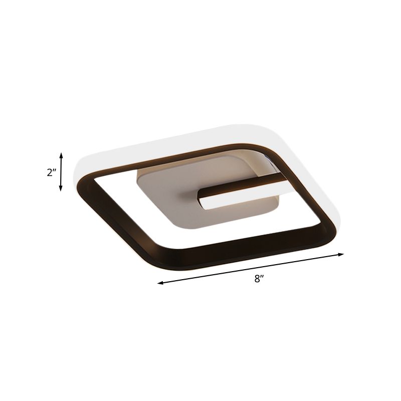 Square Frame Acrylic Flush Mount Light Modernist LED Black Flush Ceiling Lamp Fixture in Warm/White Light