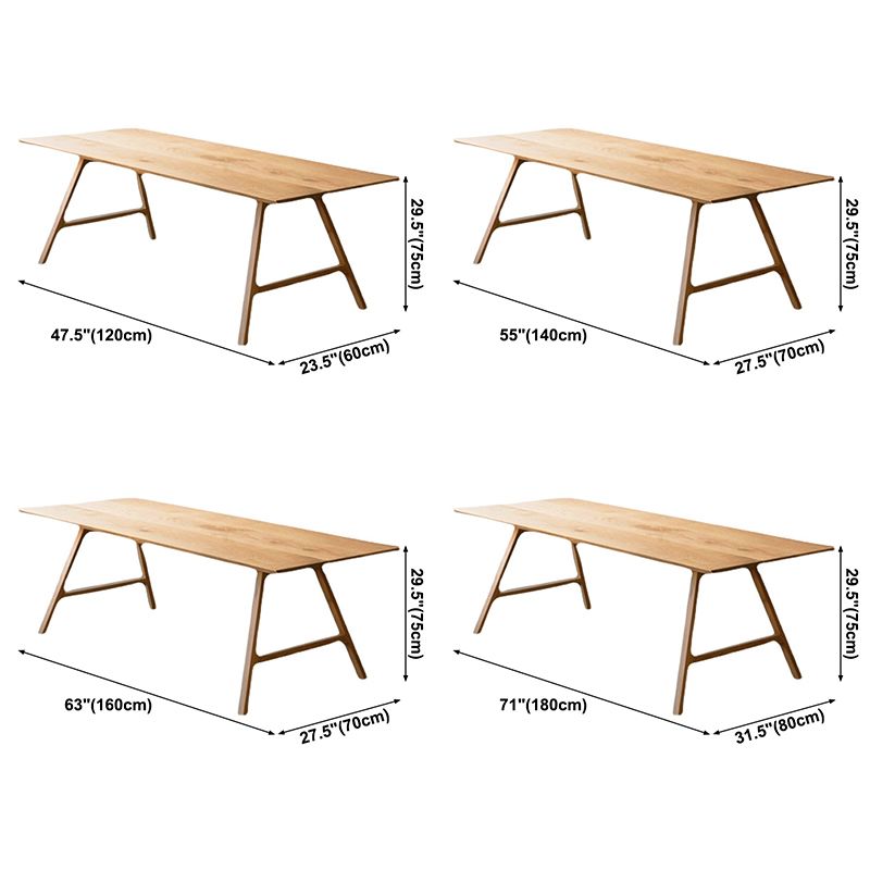 Rectangle Pine Solid Wood Table Modern Kitchen Dining Table in Nature with Double Pedestal