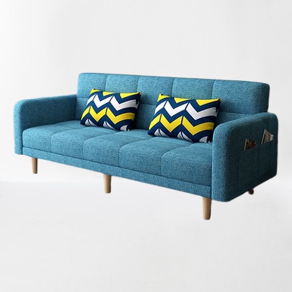 Contemporary Square Arm Sleeper Sofa Biscuit Back Convertible Sofa for Living Room