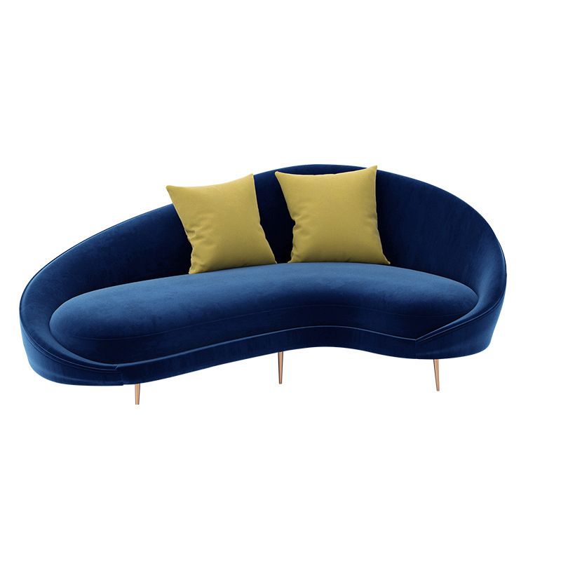 Contemporary Velvet Solid Color 33.46" H Curved Slope Arm Sofa