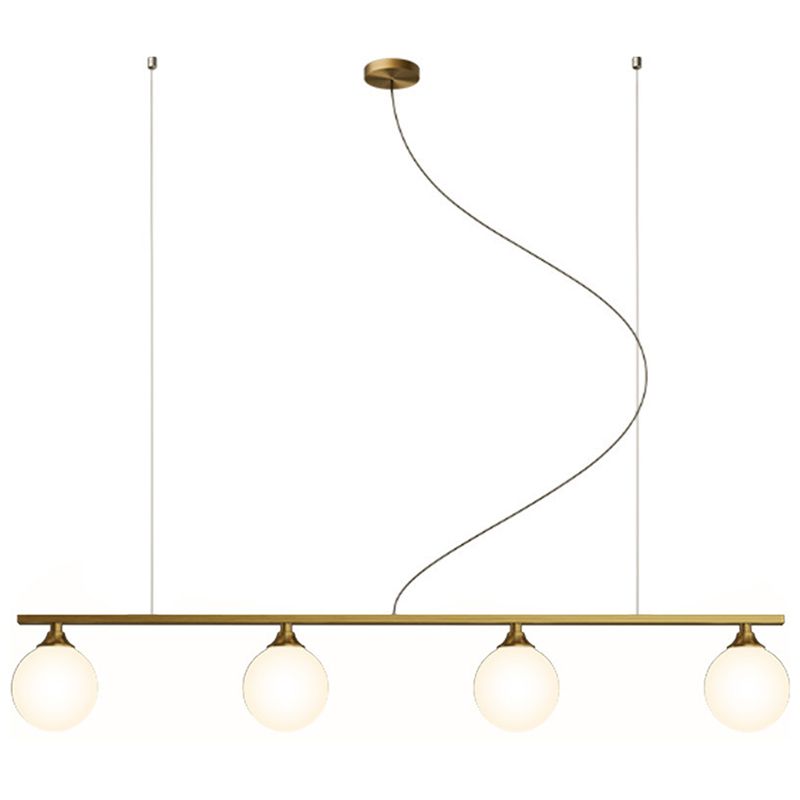 Simplicity Ball Shade Island Pendant Light Milky Glass Dining Room Hanging Light