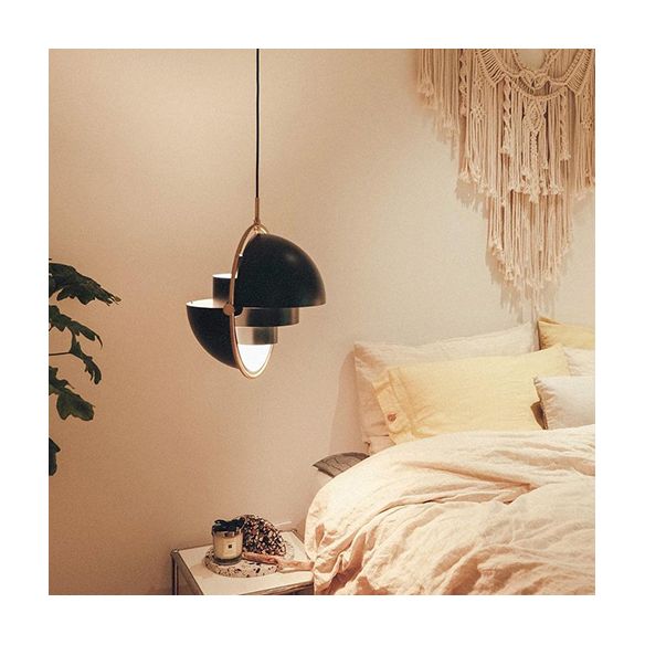 Costilería colgante colgante de hierro negro Luz de 1 luces de 1 luces para sala de estar