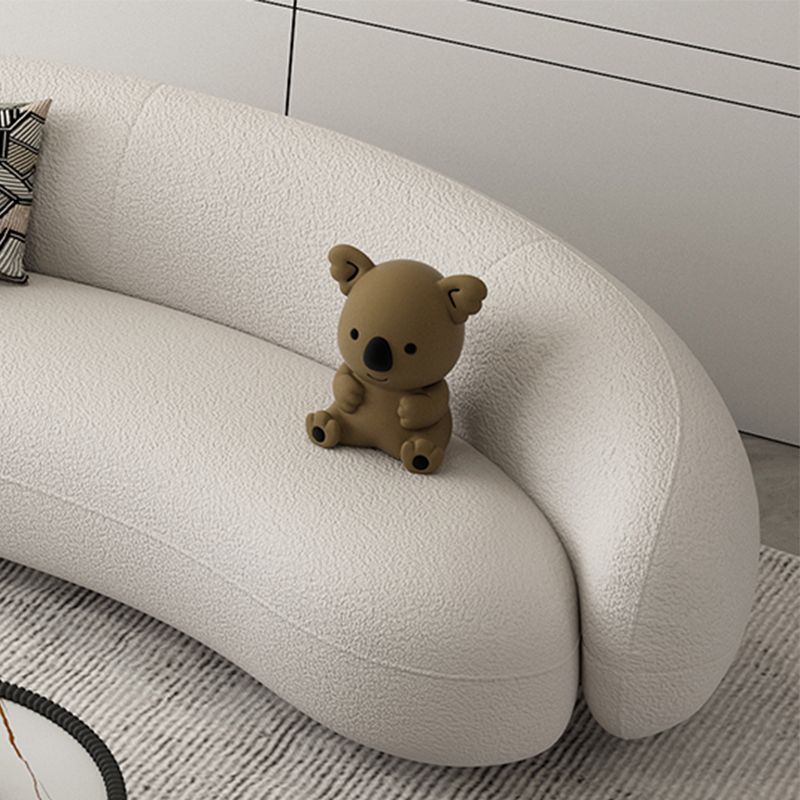 Modern White/grey Wool Curved Sofa Tight Back Stationary Sectional