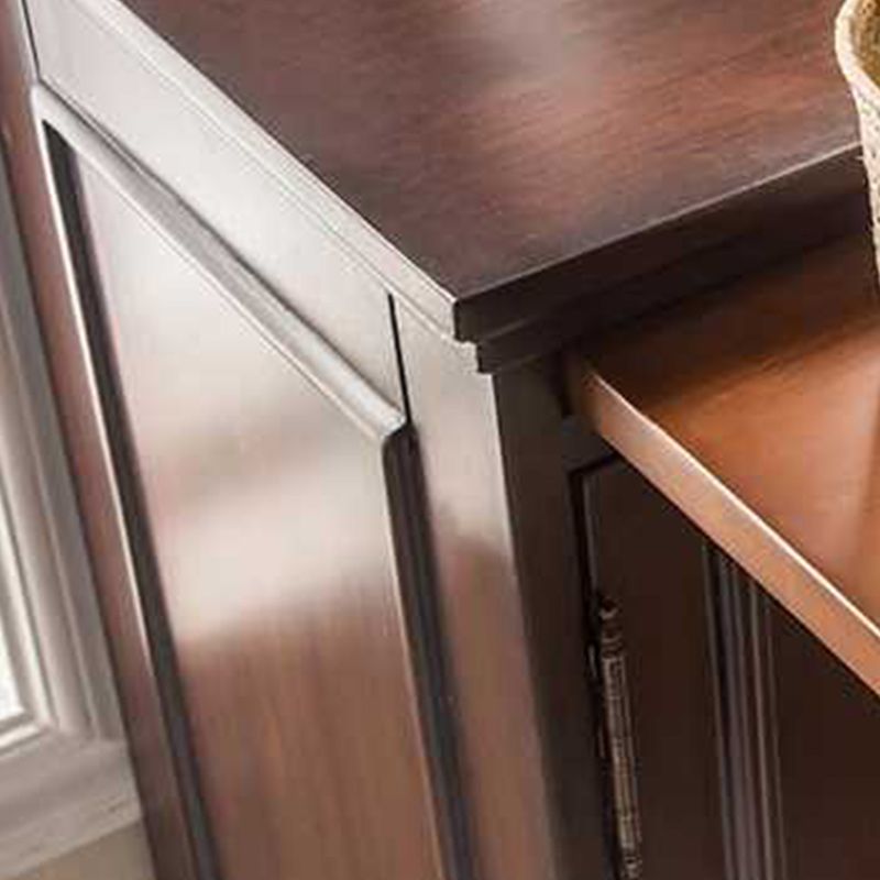 15.7" W 1 - Door Accent Cabinet in Rubberwood with Open Storage