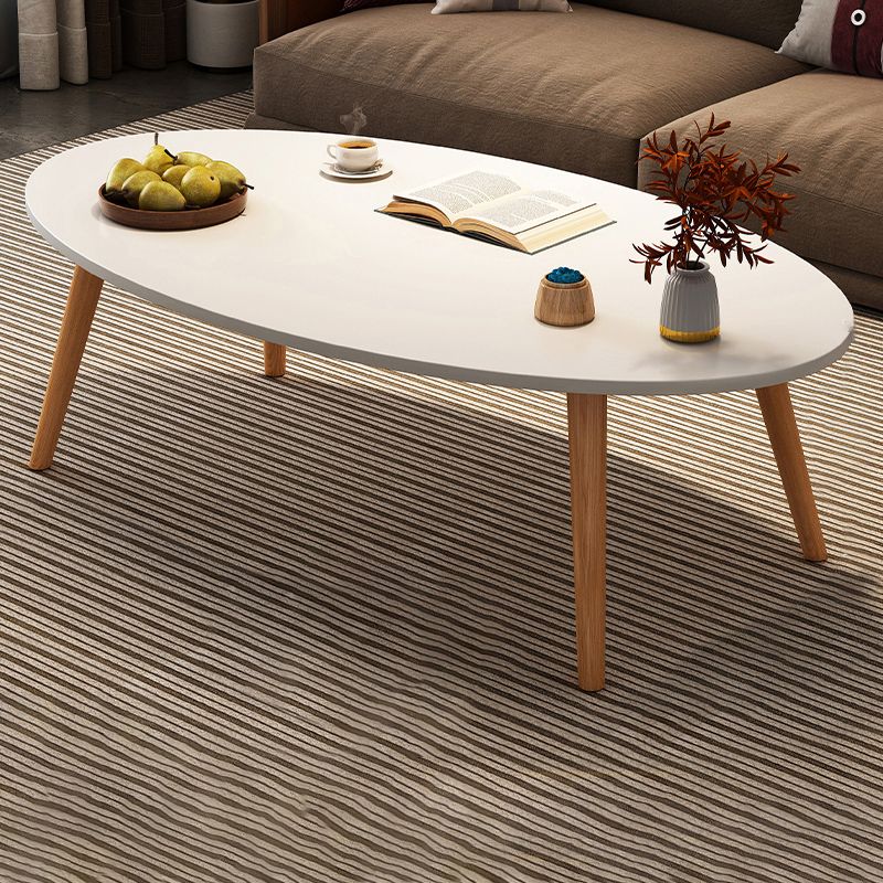 Modern Wood Cocktail Table 4 Legs Coffee Table with Storage Shelf