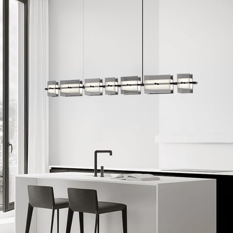 Contemporary LED Hanging Light Glass Island Light Fixture for Dining Room