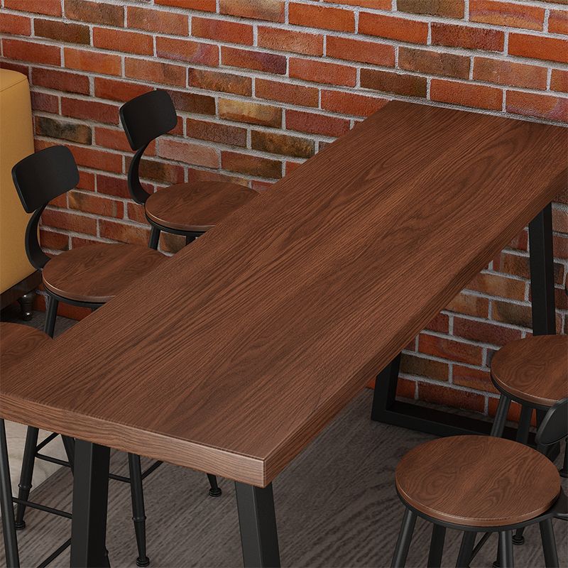 Industrial Style Bistro Bar Table Rectangle Solid Wood Bar Table