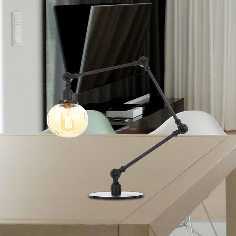 Éclairage de table globale en verre ambre / transparent vintage élégant 1 lampe de table finale noire / bronze claire pour chambre à coucher