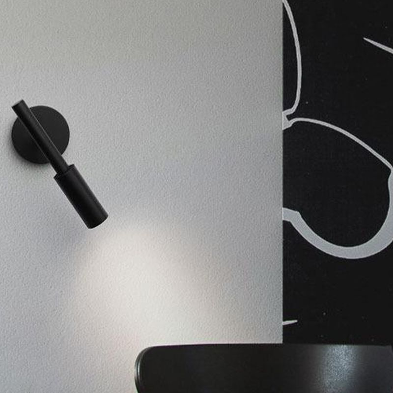Single Modernism White/Black Wall Mounted Sconce Metallic Wall Light for Bedroom