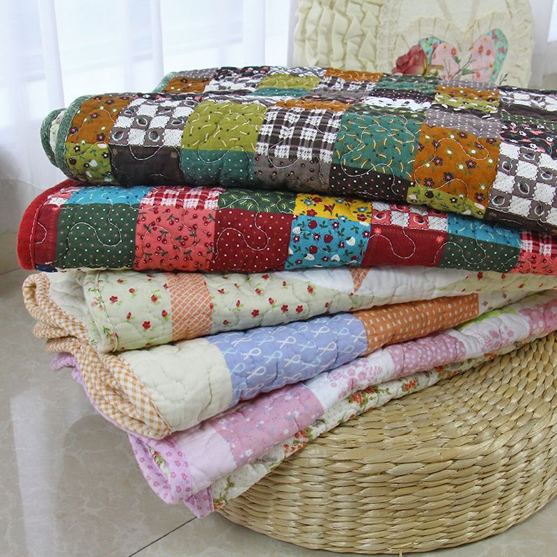 Multi Colored Floral Printed Rug Cotton Modern Indoor Rug Non-Slip Backing Easy Care Washable Area Carpet for Bedroom