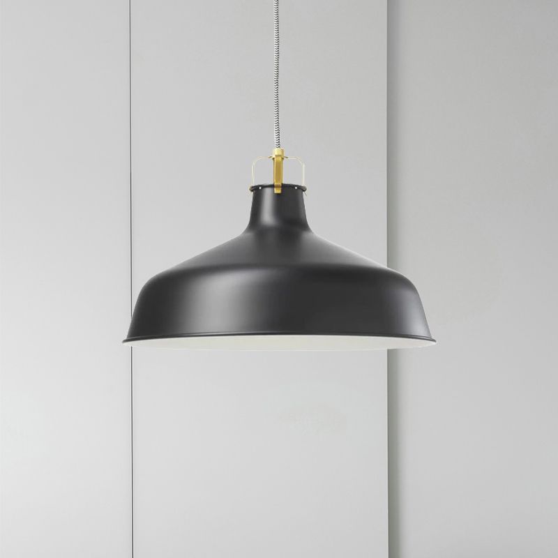1 Light Metallic Pendant Lamp Modernism Black/White Barn Shade Dining Room Hanging Ceiling Light