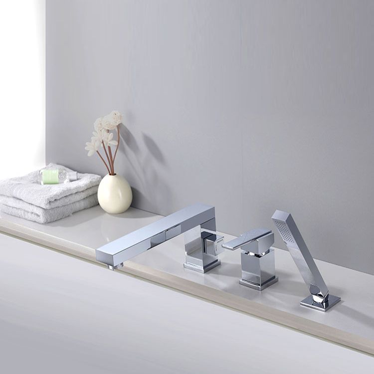 Contemporary Deck Mounted Roman Metal Tub Faucet Low Arc Roman Tub Faucet Set