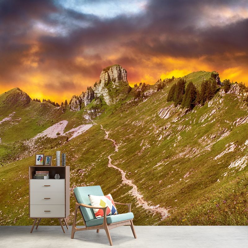 Modern Style Mountain Mural Environment Friendly Wall Covering for Sleeping Room