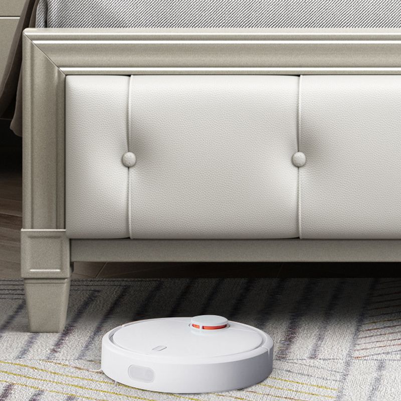 84.65 inch Wide Victorian Wingback Bed Frame Pine Wood Bed with Upholstered Headboard