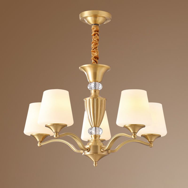 Accesorios de iluminación de la lámpara de campana Luz de suspensión tradicional de múltiples cabezas con cristal transparente