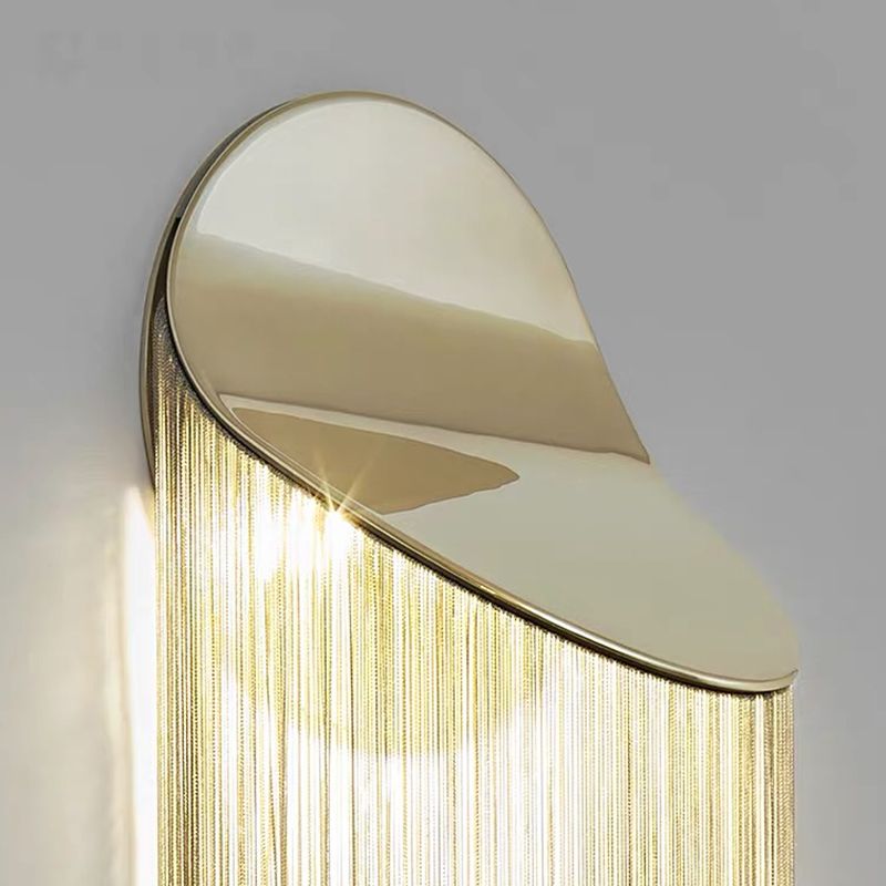 Hanging Chains Wall Light Fixture Nordic Aluminum 2 Heads Gold Wall Mounted Lamp for Bedroom
