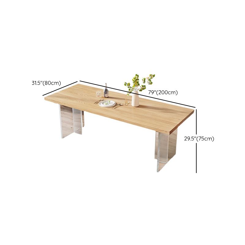 Rectangle Double Base Dining Table Modern Pine Wood Table for Living Room