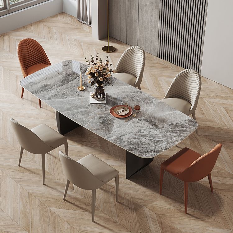 Metal Modern Rectangle Dining Table Sintered Stone Table for Dining Room and Kitchen