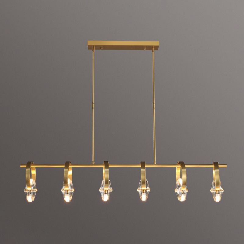 Contemporary Island Light Rings Crystal Island Lights in Gold for Kitchen