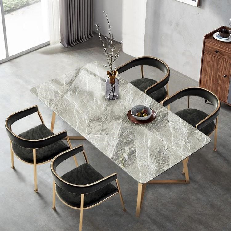 Metal Traditional Luxury Rectangle Dining Table with Sled Sintered Stone Table for Home