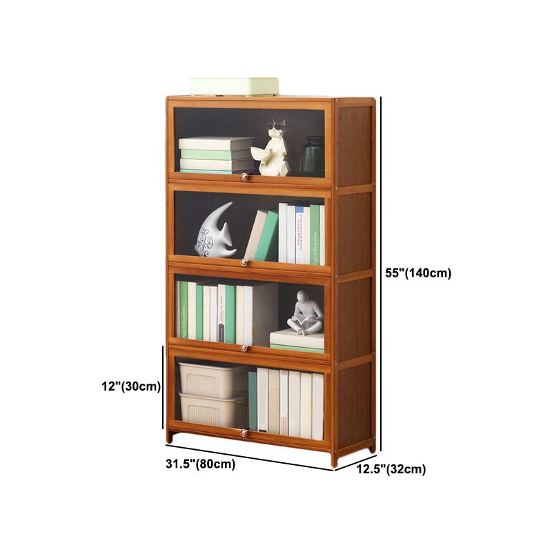 Brown Shelf Bookcase Door Standard Wood Bookcase for Home Office