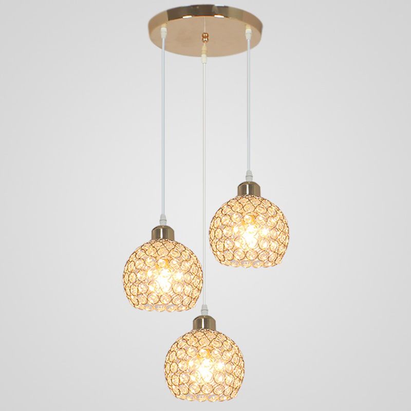 Crystal Sphere Pendant Modernity Multiple Hanging Light for Dining Room