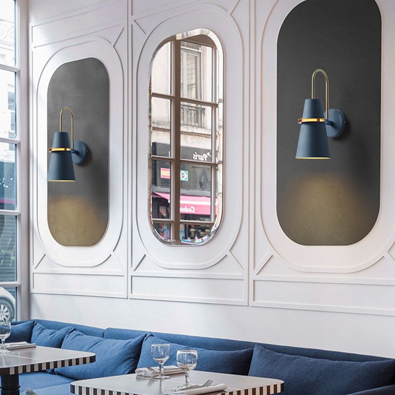 Modern Style Tapered Shape Wall Sconce Metal 1 Light Sconces for Bedroom