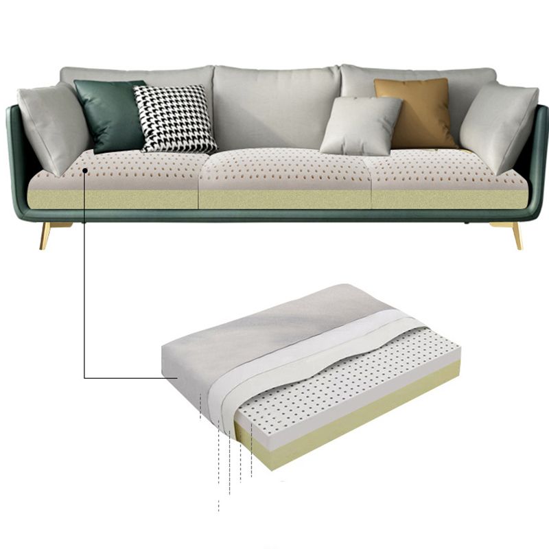 Modern Green and White Fabric Sofa Square Arm Sofa for Living Room