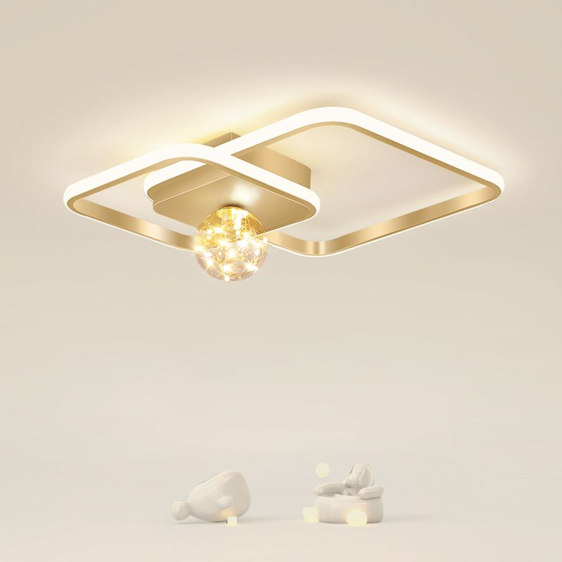 3-Lights Square Shade Flush Mount Modern Style Flush Mount Ceiling Lighting Fixture