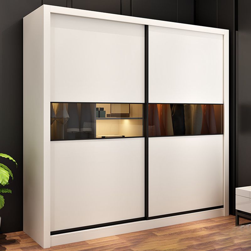 White Engineered Wood Wardrobe Cabinet Contemporary Wardrobe Closet