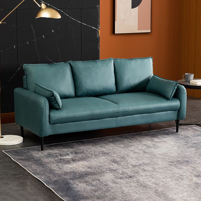 3-Seater Leather Square Arm Pillows Back Sofa for Living Room