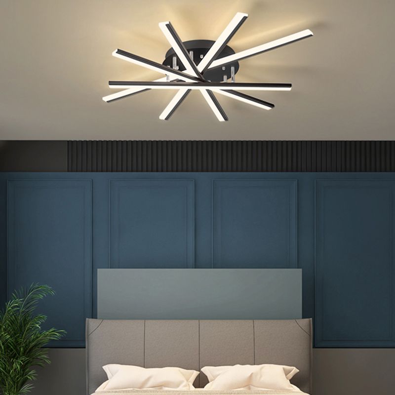 Moderne minimalistische LED-plafondlamp Gelakt ijzer Lineaire inbouw met acrylkap