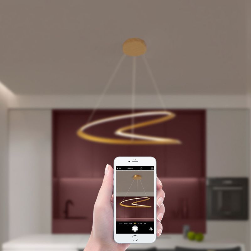 Modern LED Pendant Light Fixture Twisted Suspended Lighting Fixture with Acrylic Shade