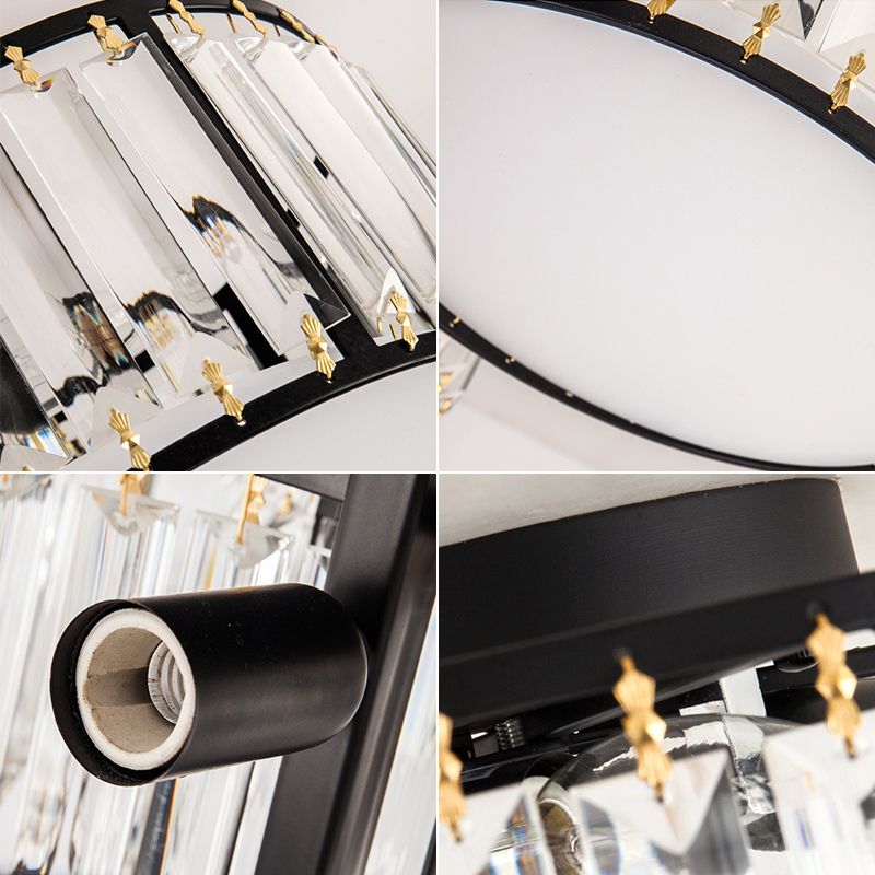 Modern Home Decor Drum Shape Flush Crystal Ceiling Lights for Sitting Room