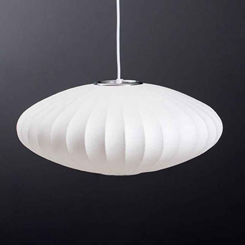 Silk Modern Noordse hanglamp 1 Licht 1 Licht wit Ovaal hangend plafondlicht voor het theehuis